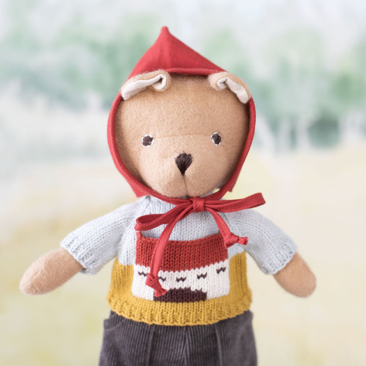 Red Linen Doll Bonnet