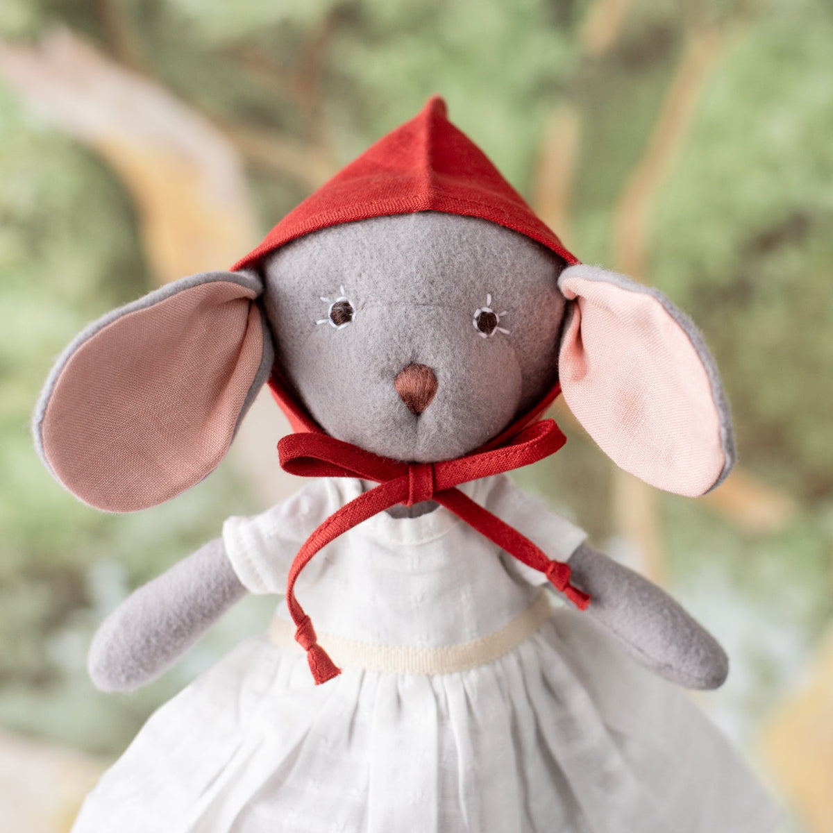 Red Linen Doll Bonnet