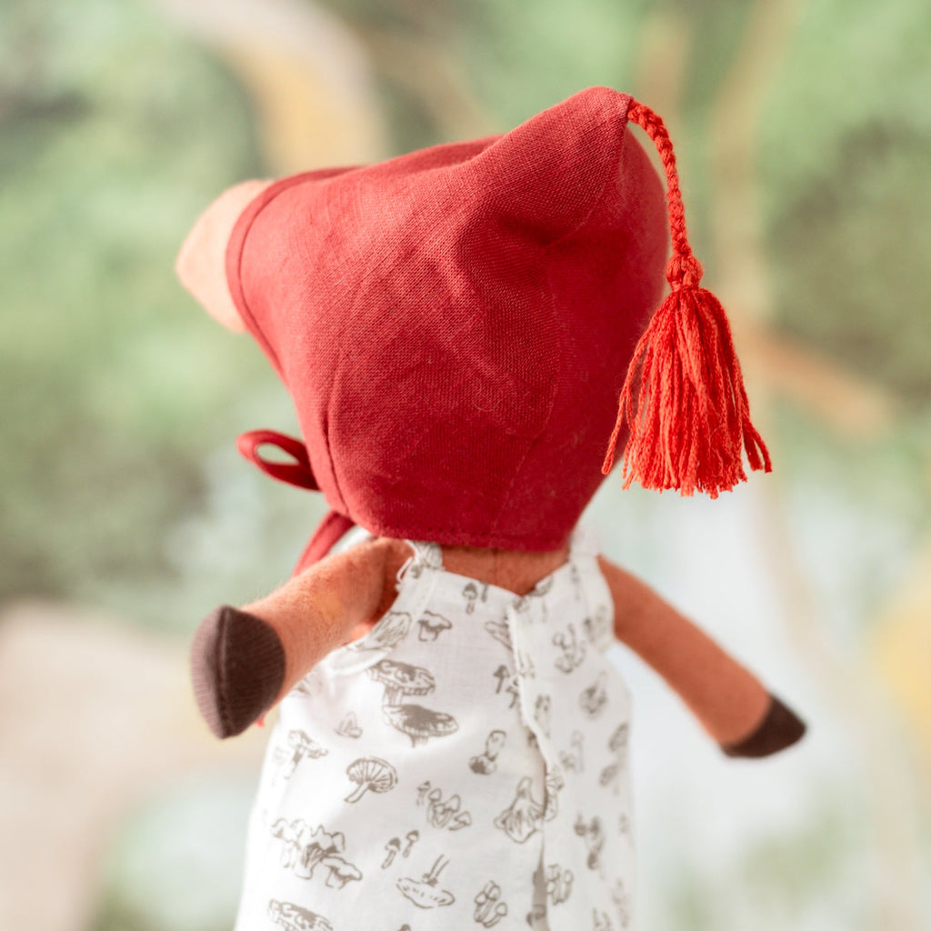 Red Linen Doll Bonnet